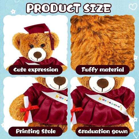 Graduation Bear 2025 with Gown Cap Tassel 9" Pink Graduation Stuffed Animal Plush Bear Toy for Class of 2025 Prek Preschool Kindergarten High School College Graduate Gift in Saudi Arabia