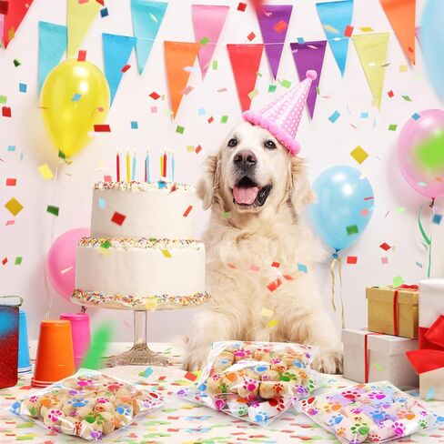 Pasimy 200 PCS Paw Plastic Facs Pet Cellophane الأكياس التي لاصق ذاتيًا واضحة لعلاج الأبقار للحيوانات الأليفة Dog Supplies Supplies (Clate Colorful) in Kuwait