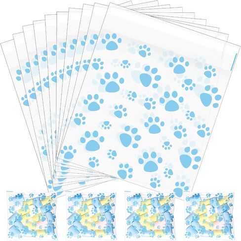 Pasimy 200 PCS Paw Plastic Facs Pet Cellophane الأكياس التي لاصق ذاتيًا واضحة لعلاج الأبقار للحيوانات الأليفة Dog Supplies Supplies (Clate Colorful) in Kuwait