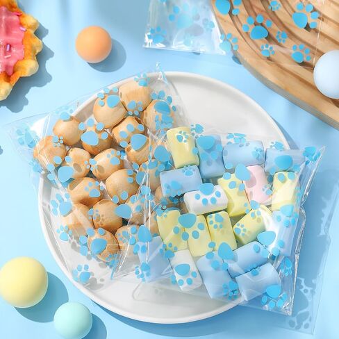 Pasimy 200 PCS Paw Plastic Facs Pet Cellophane الأكياس التي لاصق ذاتيًا واضحة لعلاج الأبقار للحيوانات الأليفة Dog Supplies Supplies (Clate Colorful) in Kuwait