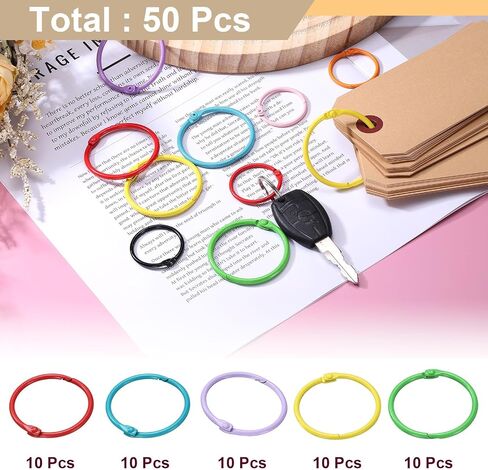 HARFINGTON 20pcs Binder Rings 1.5 Inch Loose Leaf Binder Ring Metal Book Rings Colorful Loose Leaf Rings for Index Cards Keychain Key Notebook Rings for Home Office in Saudi Arabia
