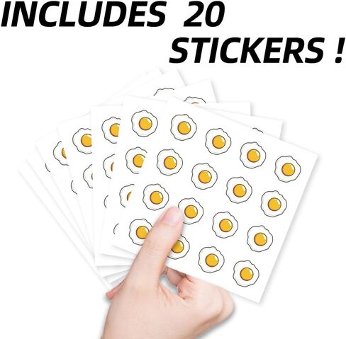 AHANDMaker 320pcs ملصقات البيض المقلي ، ملصقات مخططات البيض المقلي ، ملصقات مخططية لذاتها لصالح هدايا الحفلات ، أختام المظروف ، تقويم مخطط ، سجلات القصاصات ، الحرف ، التقويمات ، المجلات ، الألبوم in Kuwait