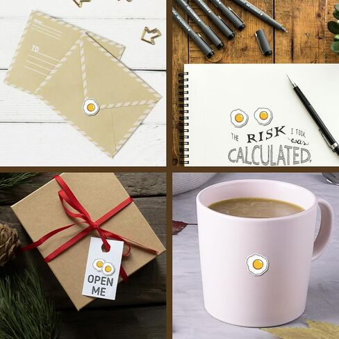 AHANDMaker 320pcs ملصقات البيض المقلي ، ملصقات مخططات البيض المقلي ، ملصقات مخططية لذاتها لصالح هدايا الحفلات ، أختام المظروف ، تقويم مخطط ، سجلات القصاصات ، الحرف ، التقويمات ، المجلات ، الألبوم in Kuwait