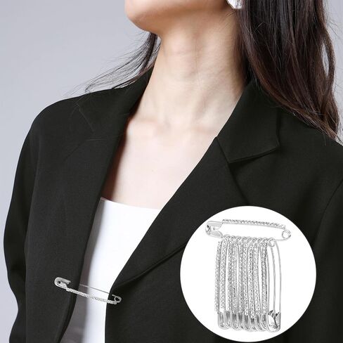 10 Pcs Rhinestone Safety Pins, Silver Crystal Brooch Pins, Decorative Safety Pins, Sweater Clips Sock Charms for Women, Clothes, Hats, Shawl, Jewelry Making Supplies (Silver) in Saudi Arabia