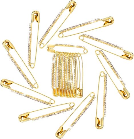 10 Pcs Rhinestone Safety Pins, Silver Crystal Brooch Pins, Decorative Safety Pins, Sweater Clips Sock Charms for Women, Clothes, Hats, Shawl, Jewelry Making Supplies (Silver) in Saudi Arabia
