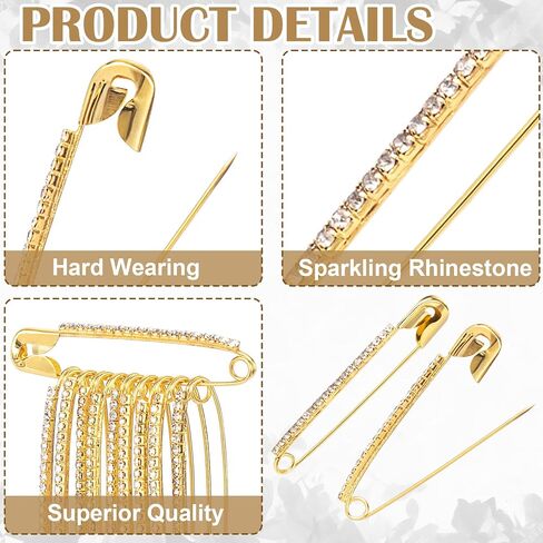 10 Pcs Rhinestone Safety Pins, Silver Crystal Brooch Pins, Decorative Safety Pins, Sweater Clips Sock Charms for Women, Clothes, Hats, Shawl, Jewelry Making Supplies (Silver) in Saudi Arabia