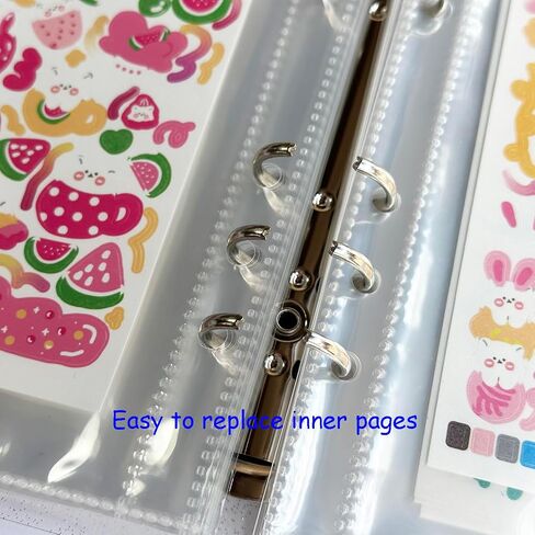Clear Sticker Storage Album Sticker Organizer Storage Binder with 20 Kpop Photocard Stickers, A6 Sticker Book Collecting Album for Planner Scrapbook Journal Stickers with 50 Pocket (Transparent) in Saudi Arabia
