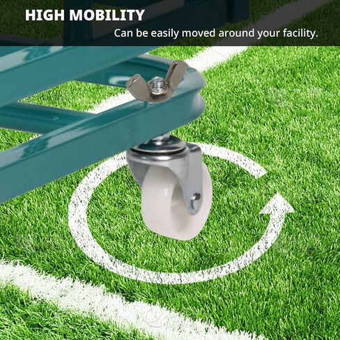Sports Equipment Organizer Foldable Mental Sports Ball Storage Cart with Lid and Wheels Rolling Ball Cart for Gym, School, Indoor and Outdoor, Black in Kuwait