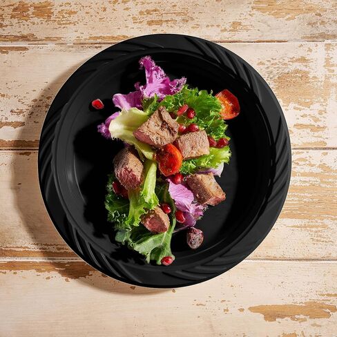 Munfix 100 White Plastic Plates Set - 9 Inch Plastic Dinner Plates, Disposable Plates Bulk Pack, Party Plates for BBQ, Picnic, Parties, Travel and Events, Microwavable Recyclable in Kuwait