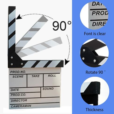 BERON Professional Vintage TV Movie Film Clap Board Slate Cut Prop Director Clapper (White) in Saudi Arabia