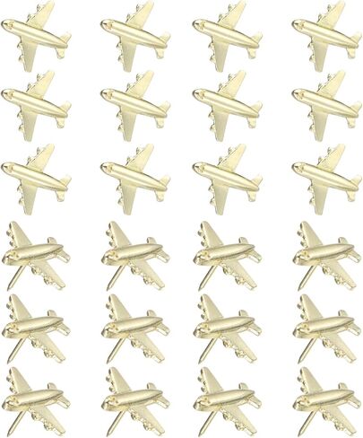 PATIKIL Airplane Push Pin, 24 Pcs Decorative Metal Push Pin Cute Aircraft Thumb Tacks for Bulletin Board Map Photo Home Office Decor, Gold Tone in Kuwait