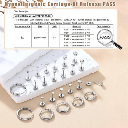 FASACCO أقراط صغيرة صغيرة مرصعة بالذهب 18K طقم أقراط من الفولاذ المقاوم للصدأ لأقراط ثقب الغضروف المتعددة in Kuwait