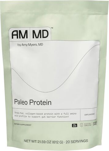 Unflavored Pure Paleo Protein by Dr. Amy Myers - Clean Grass Fed, Pasture Raised Hormone Free Protein, Non-GMO, Gluten & Dairy Free - 26g Protein Per Serving - Plain Shake for Paleo and Keto in Kuwait
