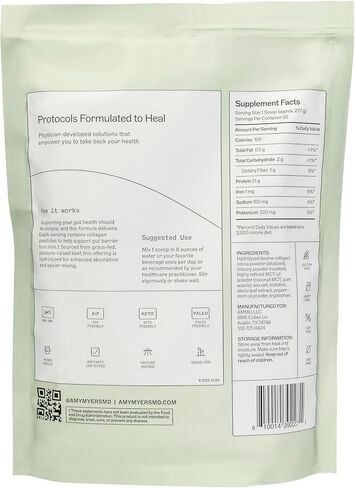Unflavored Pure Paleo Protein by Dr. Amy Myers - Clean Grass Fed, Pasture Raised Hormone Free Protein, Non-GMO, Gluten & Dairy Free - 26g Protein Per Serving - Plain Shake for Paleo and Keto in Kuwait