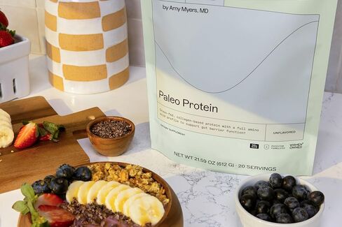 Unflavored Pure Paleo Protein by Dr. Amy Myers - Clean Grass Fed, Pasture Raised Hormone Free Protein, Non-GMO, Gluten & Dairy Free - 26g Protein Per Serving - Plain Shake for Paleo and Keto in Kuwait