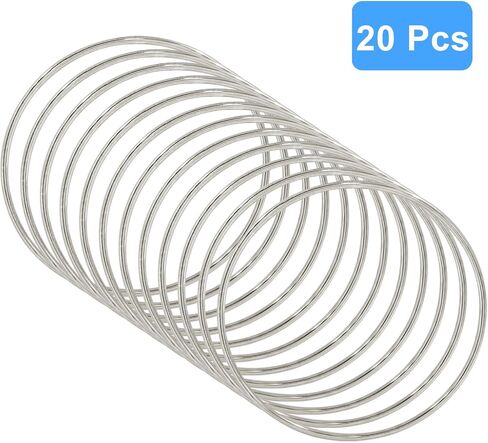 Waziaqoc 20 PCS حلقات الماسك الحلم ، حلقات حرفة معدنية 3 بوصة ، خواتم Macrame Silver للحرف اليدوية DIY ، Macrame & Dream Casher Supplies in Kuwait