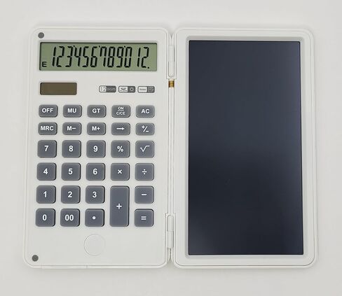 Basic Calculator with LCD Writing Tablet, 12 Digits Display Handheld Pocket Size Portable Solar Powered Calculadoras for School Office Home Work, Black in Saudi Arabia