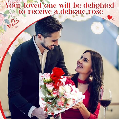 Sayglossy 100 Pcs Single Rose Sleeves for Flower Bouquets Wrapping Bags Plastic Floral Wraps Cellophane for Mother's Day Wedding Birthday Flower Arrangement Supplies(Pink) in Saudi Arabia