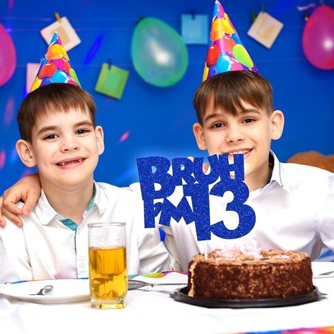 يا بروه أنا 13 كعكة توبر ، إنه عيد ميلادي يا أخي ، هتافات إلى 13 عامًا/مراهق رسمي للأخ الأكبر ، لوازم زخارف حفلة عيد ميلاد سعيدة للطفل ، بريق أزرق in Kuwait