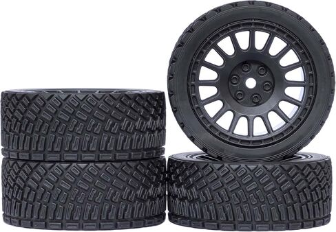 4PCS 1/10 RC Car Plastic Wheel and 66mm Tires with Foam Inserts Replacement Part for 1:10 RC On Road Car 1:16 RC Rally Car in Saudi Arabia