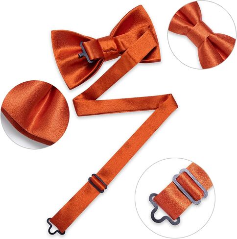 DiBanGu Mens Purple Satin Bowties Woven Ajustable Bow Tie Solid Color Pre Tie Bow Tie Handkerchief Set in Saudi Arabia