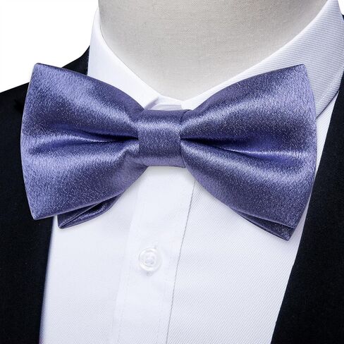 DiBanGu Mens Purple Satin Bowties Woven Ajustable Bow Tie Solid Color Pre Tie Bow Tie Handkerchief Set in Saudi Arabia