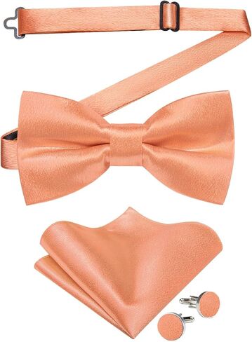 DiBanGu Mens Purple Satin Bowties Woven Ajustable Bow Tie Solid Color Pre Tie Bow Tie Handkerchief Set in Kuwait