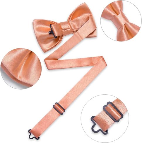 DiBanGu Mens Purple Satin Bowties Woven Ajustable Bow Tie Solid Color Pre Tie Bow Tie Handkerchief Set in Kuwait