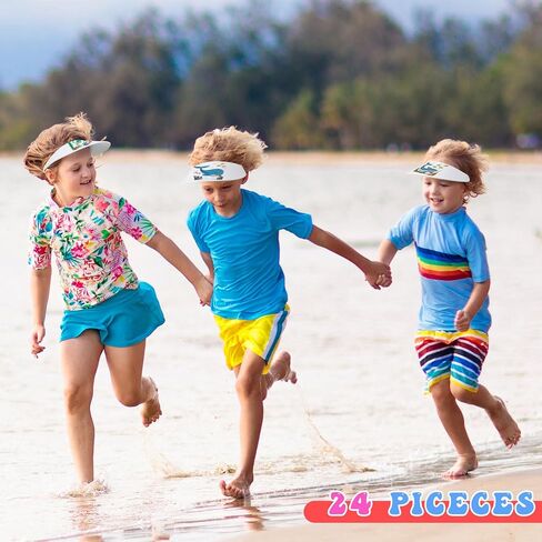 24 Sets End of Year Student Gifts, Color Your Own Foam Visors with Pens DIY Coil Visors Summer DIY Crafts for Kids Children(Beach) in Kuwait