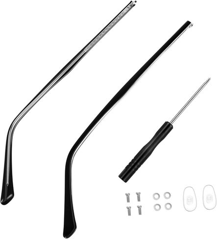 Mobestech 1 Pair Universal Glasses Replacement Temples Fashion Eyeglasses Metal Arms Legs (Black) in Kuwait