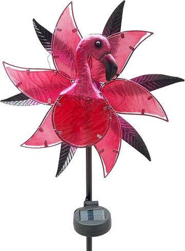 Flamingo Solar Wind Spinner Garden Decor, Lighted Garden Spinning Art Decors, Landscape Path Lights Wind Sculptures Decorations, Pathway Metal Stakes Lighting Kinetic Wind Catcher for Outside in Saudi Arabia