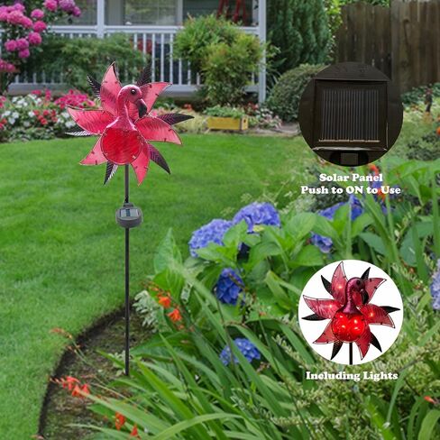 Flamingo Solar Wind Spinner Garden Decor, Lighted Garden Spinning Art Decors, Landscape Path Lights Wind Sculptures Decorations, Pathway Metal Stakes Lighting Kinetic Wind Catcher for Outside in Saudi Arabia