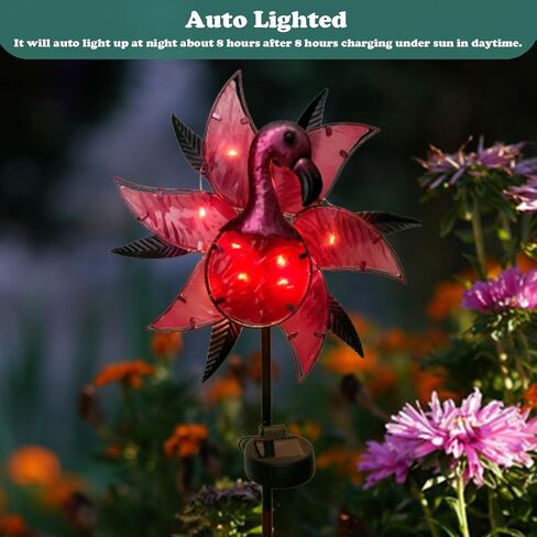 Flamingo Solar Wind Spinner Garden Decor, Lighted Garden Spinning Art Decors, Landscape Path Lights Wind Sculptures Decorations, Pathway Metal Stakes Lighting Kinetic Wind Catcher for Outside in Saudi Arabia