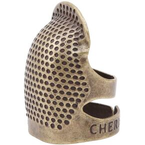 1Pc Bronze 1.18 Inches Sewing Thimble Finger Protector Adjustable Finger Metal Shield Protector Pin Needles Sewing Quilting Craft Toolsl Fashion Design Sewing Tools