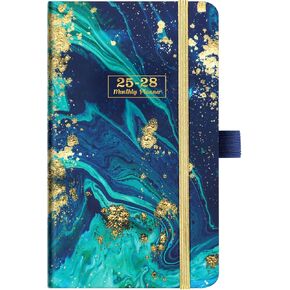 2025-2028 Pocket Planner/Calendar - 3 Year Monthly Planner 2025-2028 with 63 Notes Pages, Jul. 2025 -Jun. 2028, 3.8" x 6.4", Monthly Calendar 2025-2027 with Inner Pocket + Pen Hold - Blue