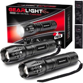 GearLight S1050 LED Flashlight High Lumens - Flashlights for Camping, Hiking, Dog Walking - Powerful Emergency Flashlights with 3 Modes for Outdoor Use - Bright Flashlight with Zoomable Beam
