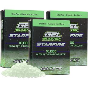 Gel Blaster Starfire Gellets - ذخيرة إعادة الملء الرسمية لضربات Gelfire Gel - Glow -in -the -Dark UV Tracer Night Rounds - زيادة أداء ودقة (30،000) - تتراوح أعمارهم بين 14+