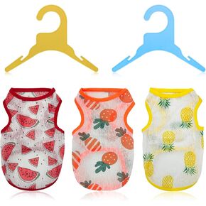 Andiker 3pcs Cat ، وملابس القط والكلاب المتنفس والسرعة مع اثنين من الحيوانات الأليفة شماعات طباعة أنماط لطيفة قميص القطط مريحة ترتدي قمصان الكلاب الصيفية للكلاب الصغيرة والقطط (S)