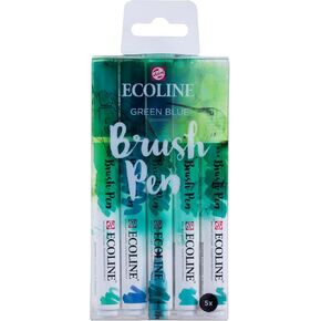 Ecoline Talens 5 Brush Pens Green Blue