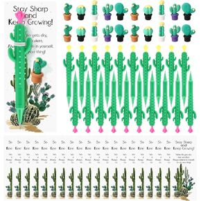 20 Sets Graduation Inspirational Gifts Cactus Mechanical Pencils Erasers and Positive Cards Bulk End of Year Student Gifts from Teacher Employee Appreciation Pen for Nurse Coworker Teacher