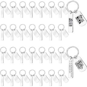 30 Pcs Engravable Metal Keychain Blanks, Stainless Steel Keychain Jewelry Blanks for Laser Engraving, Rectangle Engraved Dog Tag Key Rings, Metal Stamping Tags Gifts for Diy Crafts