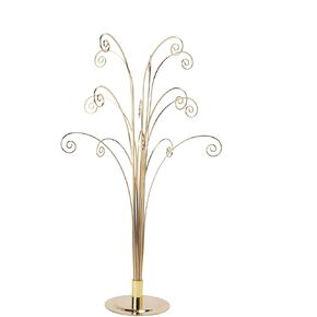 Creative Hobbies 20 Inch Tall Ornament Display Tree, Bright Silver Chrome Plated, Holds 15 Ornaments