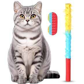 SOTIFF CAT PIñata Cat Party Game مجموعة عيد ميلاد piñata مع قناع عصيدة مضرب لعصا أليف ميلا
