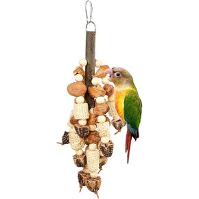 Bird Toys,Parrot Toys for Large Bird,Natural Corncob Nut Hanging Chew Toys, Outdoor Indoor Toys for Parakeet,Cockatiel,Finch,Macaws