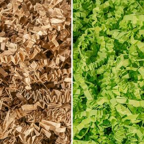 Magicwater Supply - Kraft & Lime Green (2 رطل لكل لون) - حشو مقطوع من التجعيد المقطوع رائعًا لالتفاف الهدايا ، وملء السلة ، وأعياد الميلاد ، وحفلات الزفاف ، والذكرى السنوية ، وعيد الحبال