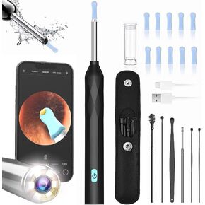 Ear Wax Removal Tool Camera, 800W Pixels FHD Smart Visual Ear Cleaner 6 Ear Spoon WiFi Ear Camera Fit for iPhone, iPad & Android Ear Wax Removal kit for Ear Cleaning (White)