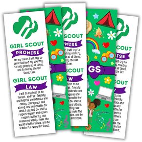 Scout Promish & Law Lawmark | 30 PK 2 × 6 "Cardstock Bookmark Green Troom # Gift Leader Daisy Brownie Junior Cadette Cookie Dealer Supplies Supplies