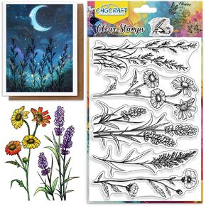CHGCRAFT Birthday Month Flowers Clear Stamps Flowers Transparent Stamps Silicone Clear Stamp Seals for DIY Scrapbooking Photo Album Decoration, 4.3x6.3 inch