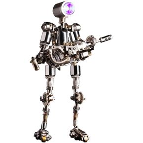 Mostarle Terminator M Puzzle Metal Puzzle ، Arcynix DIY طراز روبوت ميكانيكي ، مصباح LED تصميم الخيال العلمي ميزة هدية فريدة من نوعها للبالغين والمراهقين (Orange)