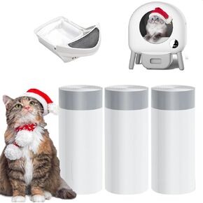 60 COUNT CAT CAT CAT STERTER BOX LINERS FOR LETTER ROBOT 4 و 3 ، 26.5 "× 16.7" حقائب روبوت الرباط الرباطية لصندوق القمامة ذاتيًا ، وأكياس النفايات الروبوت السميكة والثقيلة